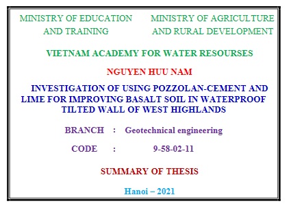 Information about PhD thesis of Postgraduate. Nguyen Huu Nam