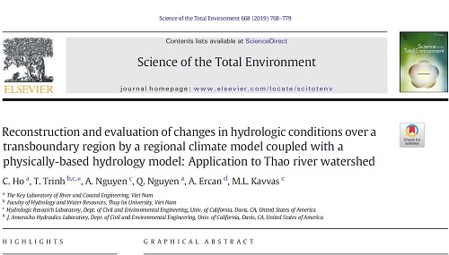 Reconstruction and evaluation of changes in hydrologic conditions over a transboundary region by a regional climate model coupled with a physically-based hydrology model: Application to Thao river watershed