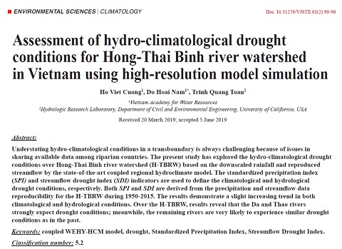 Assessment of hydro-climatological drought conditions for Hong-Thai Binh river watershed in Vietnam using high-resolution model simulation