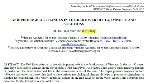 Morphological changes in the red river delta, impacts and solutions 