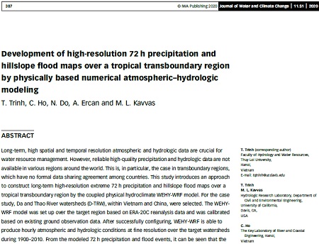 Development of high-resolution 72 h precipitation and hillslope flood maps over a tropical transboundary region by physically based numerical atmospheric–hydrologic modeling