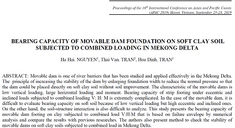 Bearing capacity of movable dam foundation on soft clay soil subjected to combined loading in Mekong Delta