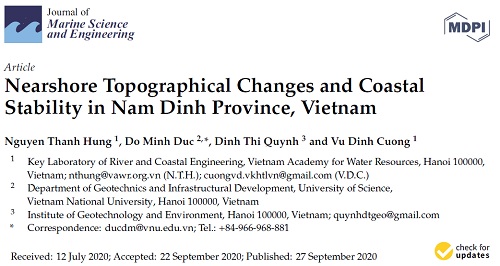 Nearshore Topographical Changes and Coastal Stability in Nam Dinh Province, Vietnam