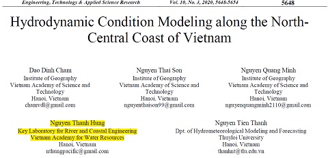 Hydrodynamic Condition Modeling along the North-Central Coast of Vietnam