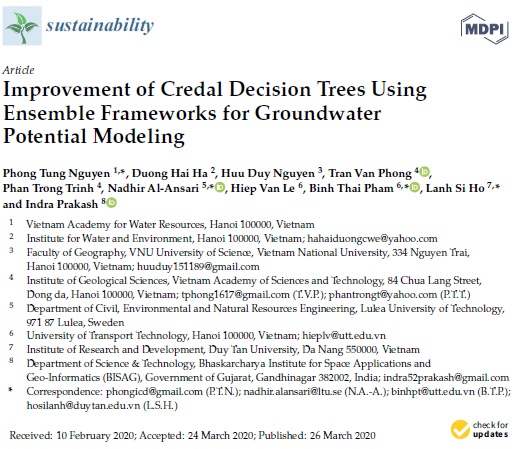 Improvement of Credal Decision Trees Using Ensemble Frameworks for Groundwater Potential Modeling