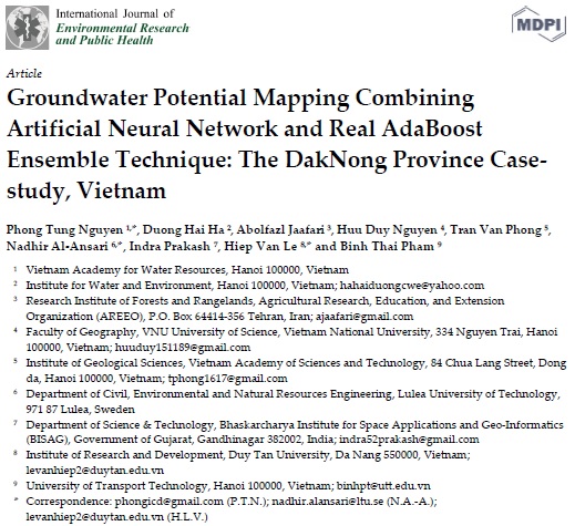 Groundwater Potential Mapping Combining Artificial Neural Network and Real AdaBoost Ensemble Technique: The DakNong Province Casestudy, Vietnam