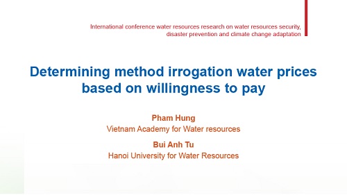 Determining method irrogation water prices based on willingness to pay