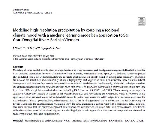 Modeling high‑resolution precipitation by coupling a regional climate model with a machine learning model: an application to Sai Gon–Dong Nai Rivers Basin in Vietnam