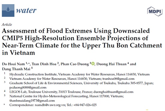 Assessment of Flood Extremes Using Downscaled CMIP5 High-Resolution Ensemble Projections of Near-Term Climate for the Upper Thu Bon Catchment in Vietnam