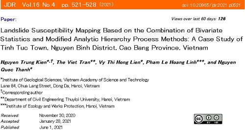 Landslide Susceptibility Mapping Based on the Combination of Bivariate Statistics and Modified Analytic Hierarchy Process Methods: A Case Study of Tinh Tuc Town, Nguyen Binh District, Cao Bang Province, Vietnam