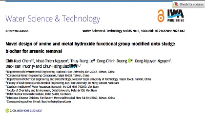 Novel design of amine and metal hydroxide functional group modified onto sludge biochar for arsenic removal