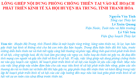 Lồng ghép nội dung phòng chống thiên tai vào kế hoạch phát triển kinh tế xã hội huyện Hà Trung, tỉnh Thanh Hóa