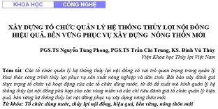 Xây dựng tổ chức quản lý hệ thống thủy lợi nội đồng hiệu quả, bền vững phục vụ xây dựng nông thôn mới