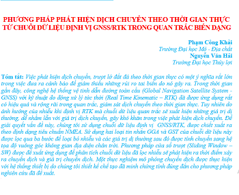 Phương pháp phát hiện dịch chuyển theo thời gian thực từ chuỗi dữ liệu định vị GNSS/RTK trong quan trắc biến dạng