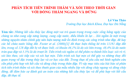 Phân tích tiến trình thấm và xói theo thời gian với dòng thấm ngang và đứng