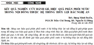 Kết quả nghiên cứu đánh giá hiệu quả phân phối nước trong nội đồng thuộc hệ thống thủy lợi Bắc Nghệ An