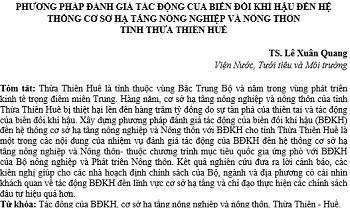 Phương pháp đánh giá tác động của biến đổi khí hậu đến hệ thống cơ sở hạ tầng nông nghiệp và nông thôn tỉnh Thừa Thiên Huế