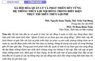 Xã hội hóa quản lý và phát triển bền vững hệ thống thủy lợi nội đồng trong điều kiện thực thi miễn thủy lợi phí