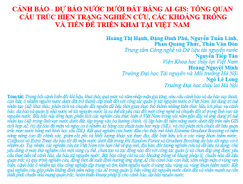 Cảnh báo - dự báo nước dưới đất bằng AI-GIS: tổng quan cấu trúc hiện trạng nghiên cứu, các khoảng trống và tiền đề triển khai tại Việt Nam