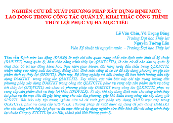 Nghiên cứu đề xuất phương pháp xây dựng định mức lao động trong công tác quản lý, khai thác công trình thủy lợi phục vụ đa mục tiêu