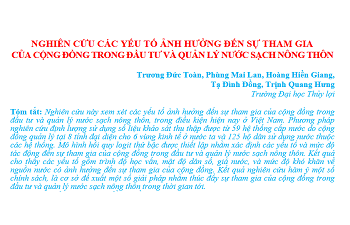 Nghiên cứu các yếu tố ảnh hưởng đến sự tham gia của cộng đồng trong đầu tư và quản lý nước sạch nông thôn