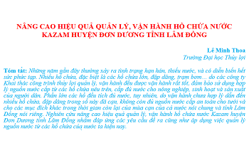 Nâng cao hiệu quả quản lý, vận hành hồ chứa nước Kazam huyện Đơn Dương tỉnh Lâm Đồng