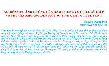 Nghiên cứu ảnh hưởng của hàm lượng cốt liệu xỉ thép và phụ gia khoáng đến một số tính chất của bê tông