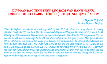 Dự đoán đặc tính thủy lực bơm vận hành ngược trong chế độ tuabin từ dữ liệu thực nghiệm của bơm