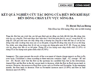 Kết quả nghiên cứu tác động của biến đổi khí hậu đến dòng chảy lưu vực sông Ba