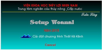 Giới thiệu phần mềm Wcanal Introduction to Wcanal Software