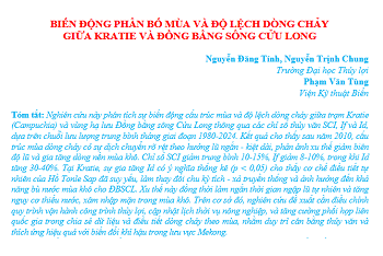 Biến động phân bố mùa và độ lệch dòng chảy giữa Kratie và đồng bằng sông Cửu Long