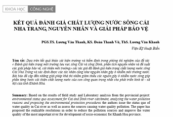 Kết quả đánh giá chất lượng nước sông Cái Nha Trang, nguyên nhân và giải pháp bảo vệ