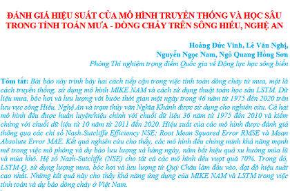 Đánh giá hiệu suất của mô hình truyền thống và học sâu trong tính toán mưa - dòng chảy trên sông Hiếu, Nghệ An