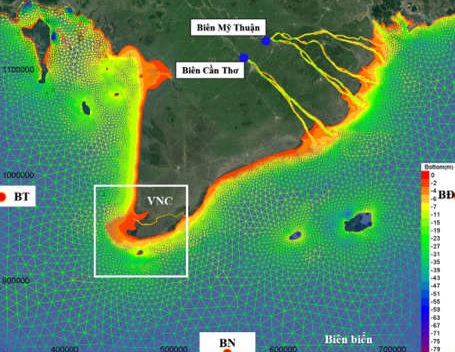 Nghiên cứu sự khác biệt đặc trưng sóng biển đông và biển tây do ảnh hưởng của mũi Cà Mau