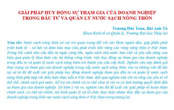 Giải pháp huy động sự tham gia của doanh nghiệp trong đầu tư và quản lý nước sạch nông thôn