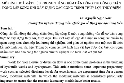 Mô hình hóa vật liệu trong thí nghiệm dẫn dòng thi công, chặn dòng lấp sông khi xây dựng các công trình thủy lợi, thủy điện