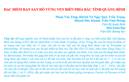 Đặc điểm rạn san hô vùng ven biển phía bắc tỉnh Quảng Bình