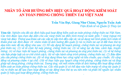 Nhân tố ảnh hưởng đến hiệu quả hoạt động kiểm soát an toàn phòng chống thiên tai Việt Nam