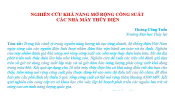 Nghiên cứu khả năng mở rộng công suất các nhà máy thủy điện