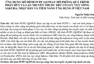 Ứng dụng mô hình PCPF-1@SWAT mô phỏng quá trình phân hủy và lan truyền thuốc trừ cỏ lưu vực sông Sakura, Nhật Bản và tiềm năng ứng dụng ở Việt Nam