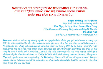 Nghiên cứu ứng dụng mô hình Mike 11 đánh giá chất lượng nước cho hệ thống sông chính trên địa bàn tỉnh Vĩnh Phúc