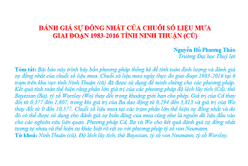 Đánh giá sự đồng nhất của chuỗi số liệu mưa giai đoạn 1983-2016 tỉnh Ninh Thuận (cũ)