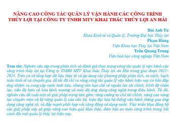 Nâng cao công tác quản lý vận hành các công trình thủy lợi tại Công ty TNHH MTV khai thác thủy lợi An Hải