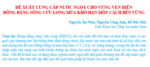 Đề xuất cung cấp nước ngọt cho vùng ven biển đồng bằng sông Cửu Long mùa khô hạn một cách bền vững