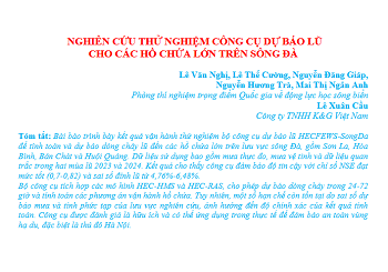 Nghiên cứu thử nghiệm công cụ dự báo lũ cho các hồ chứa lớn trên sông Đà