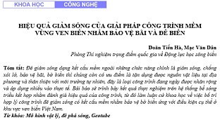 Hiệu quả giảm sóng của giải pháp công trình mềm vùng ven biển nhằm bảo vệ bãi và đê biển