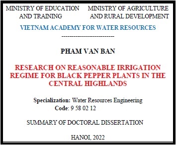 Information about PhD thesis of Postgraduate. Pham Van Ban