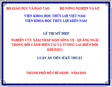 Thông tin Luận án TSKT của NCS. Lê Thị Mỹ Diệp